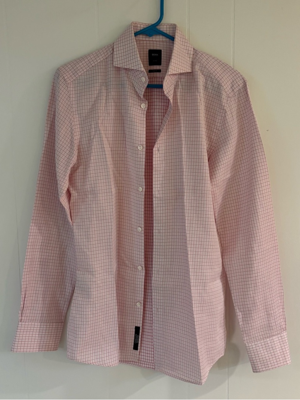 Boss Pink Windowpane Men's Dress Shirt
